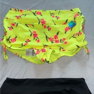 Floral yellow  High-Waisted Bikini Bottom